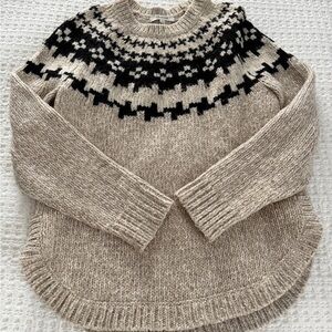 Madewell Women's Beige and Black Fair Isle Sweater - Small